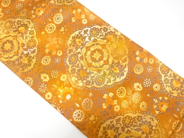 花更紗模様織り出し　袋帯